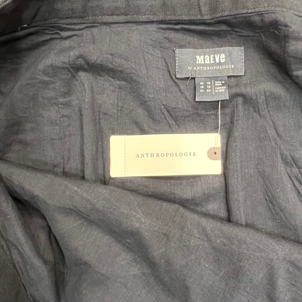 Maeve Anthropologie Black White Leaf Embroidered Pencil Skirt Size 12 NWT - Picture 3 of 10